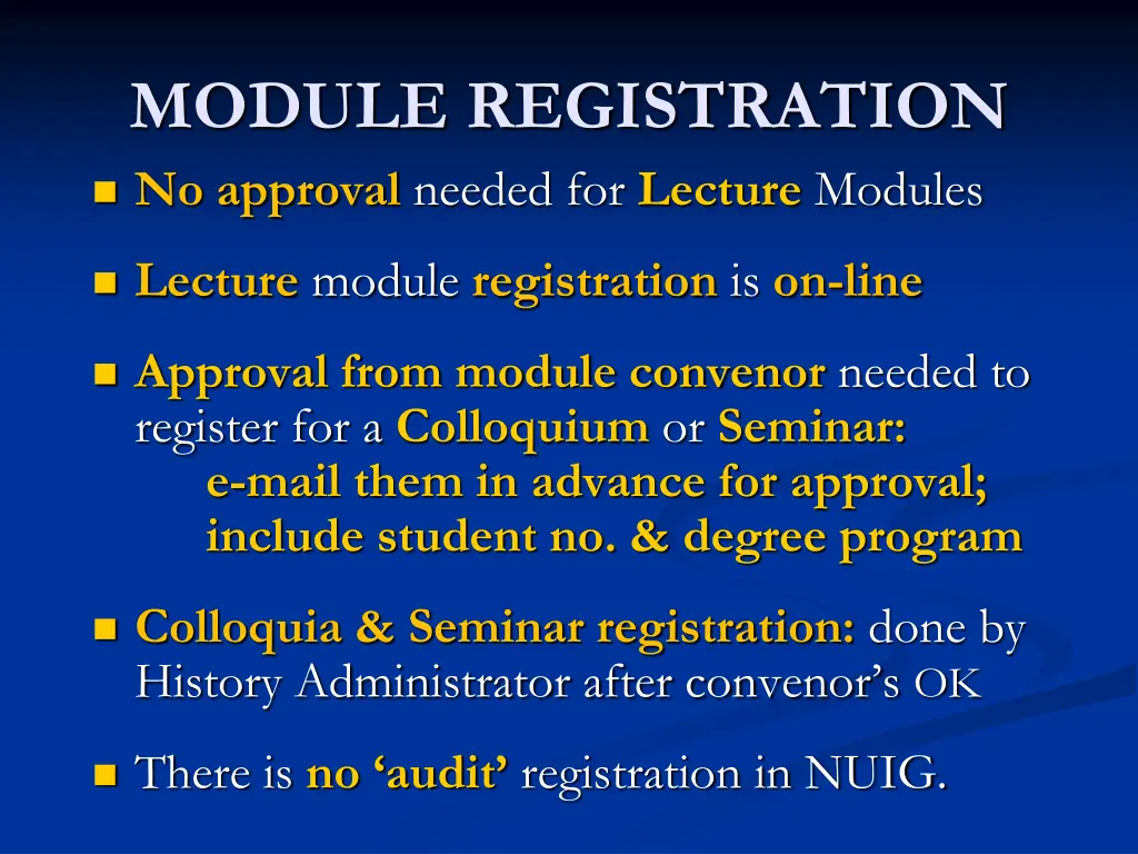 module registration no approval needed