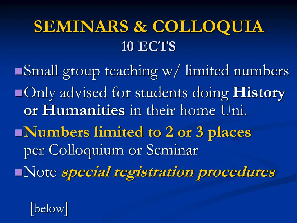 seminars colloquia 10 ects