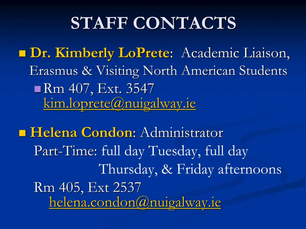 staff contacts