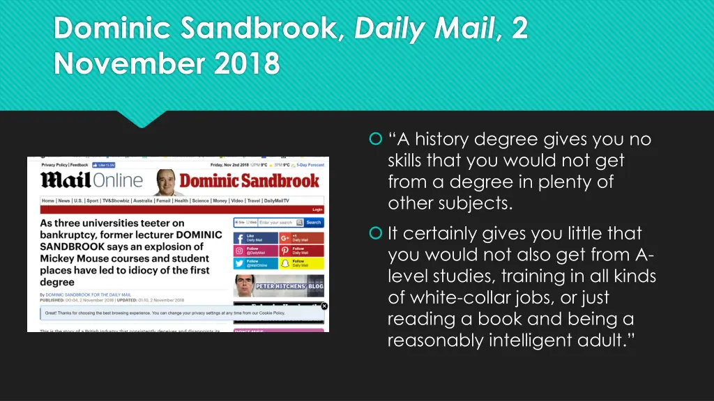 dominic sandbrook daily mail 2 november 2018