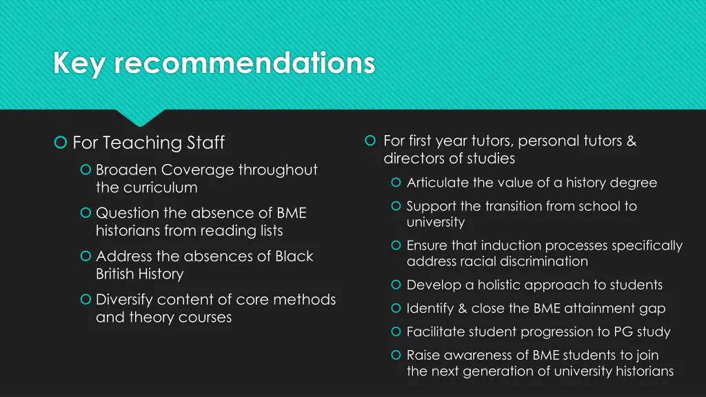 key recommendations