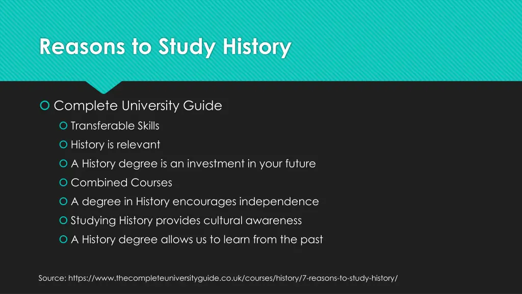 reasons to study history