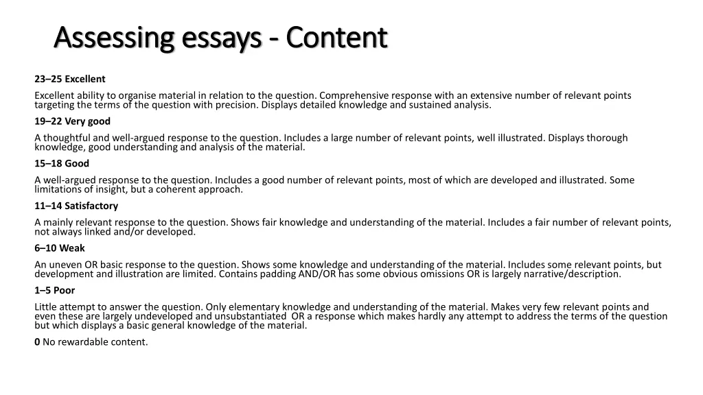 assessing essays assessing essays content