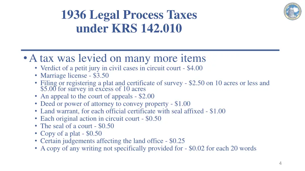 1936 legal process taxes under krs 142 010