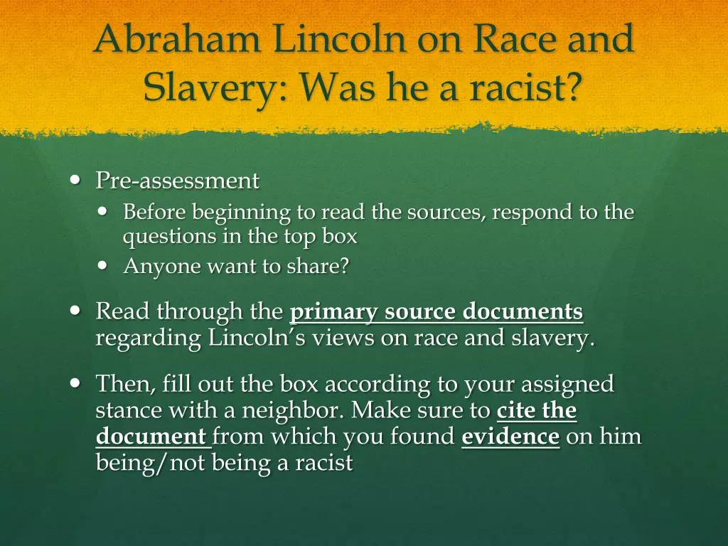 abraham lincoln on race and slavery