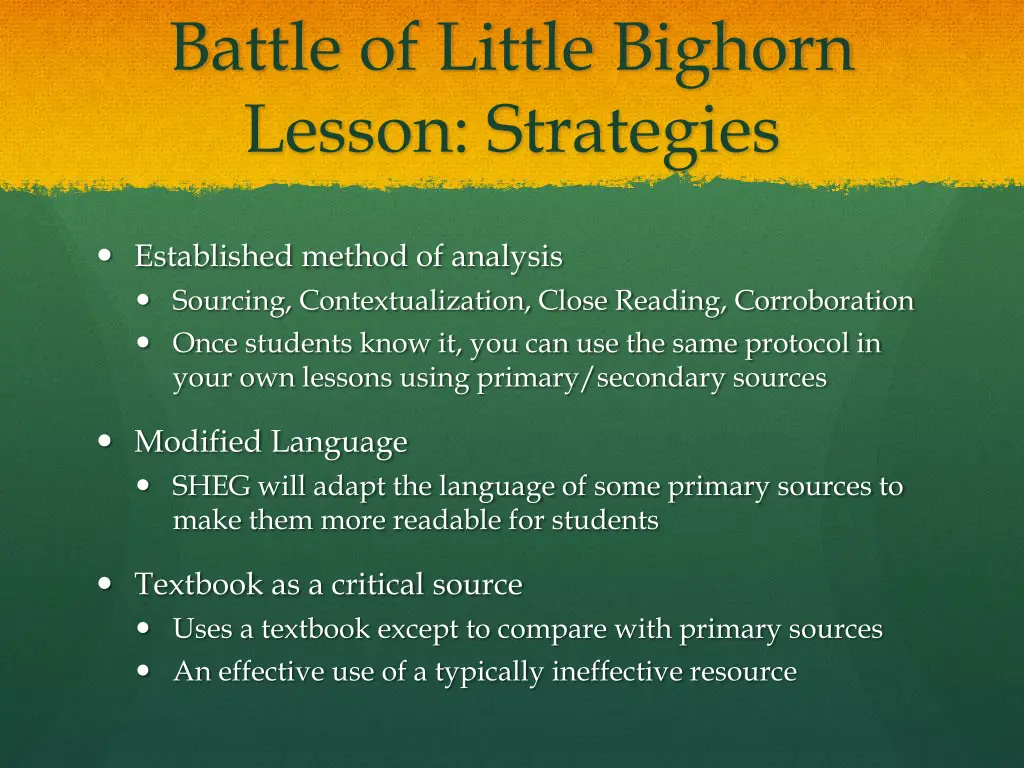 battle of little bighorn lesson strategies