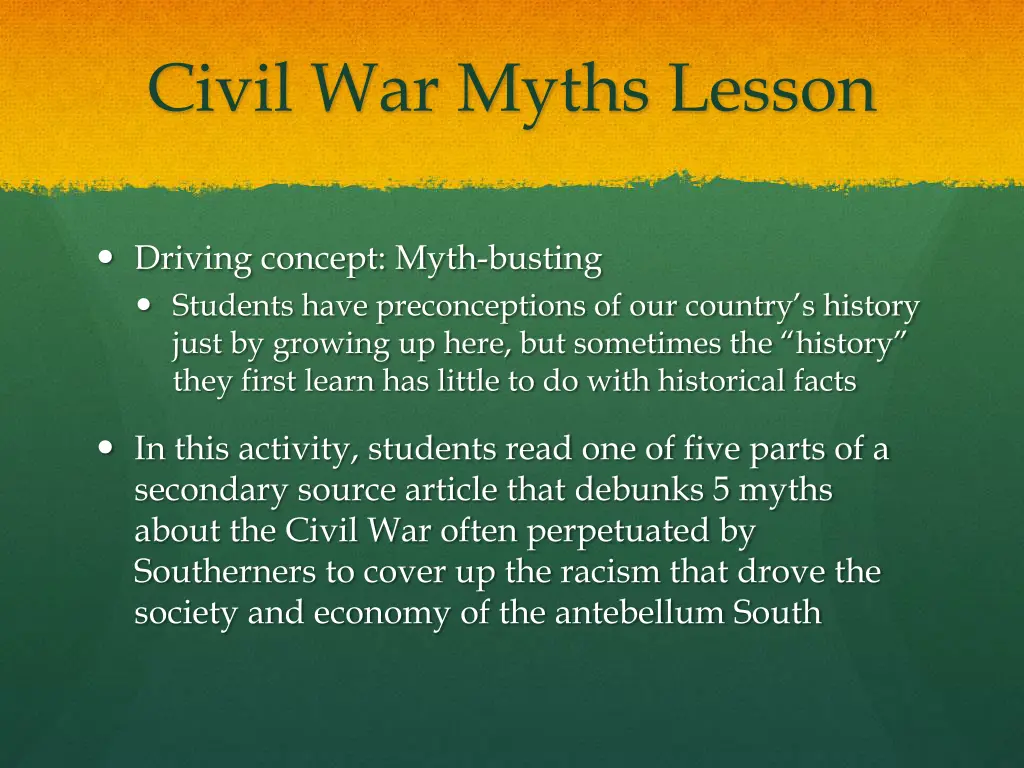 civil war myths lesson