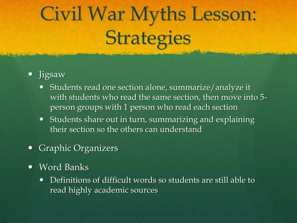 civil war myths lesson strategies