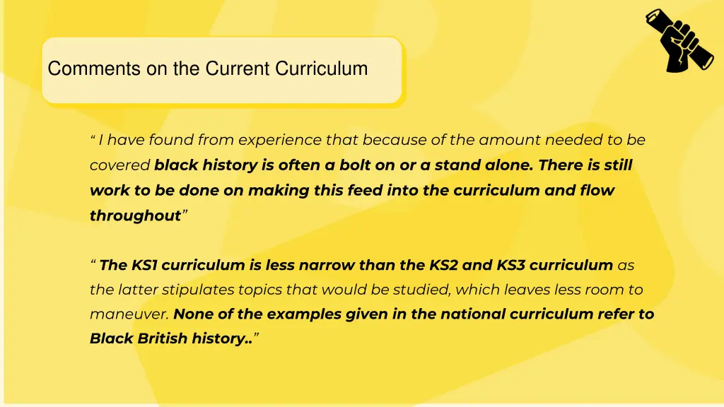 comments on the current curriculum