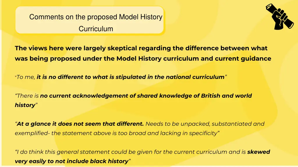 comments on the proposed model history