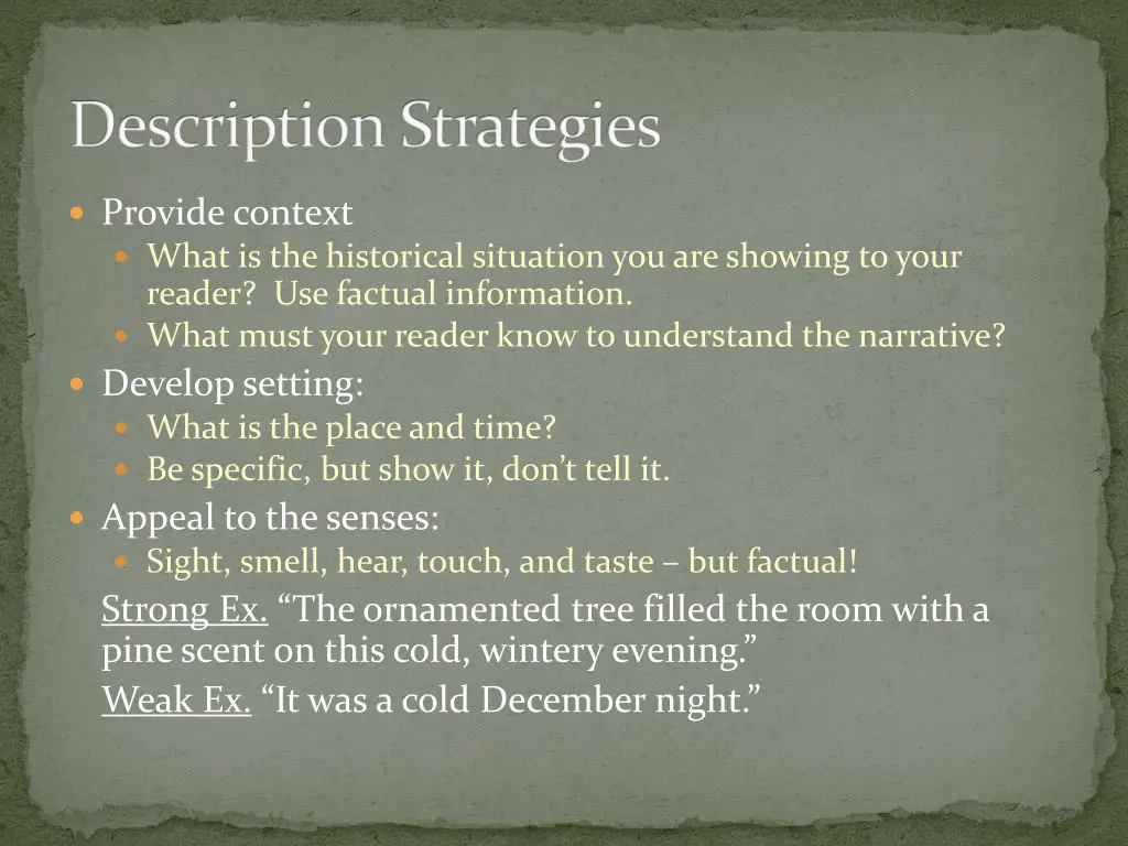 description strategies