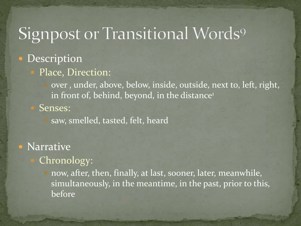 signpost or transitional words 9