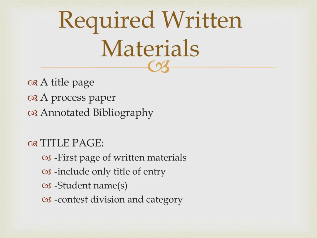 required written materials