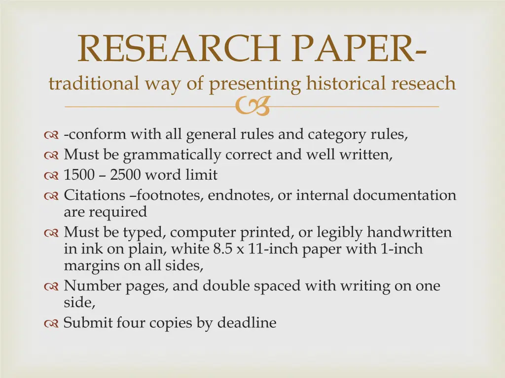 research paper traditional way of presenting