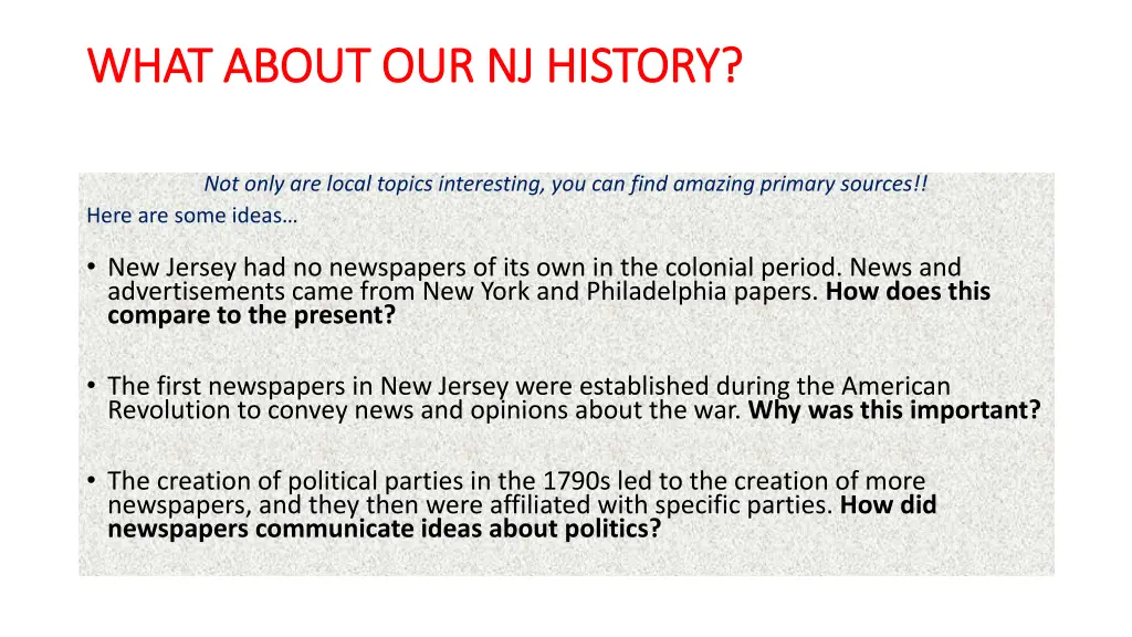 what about our nj history what about