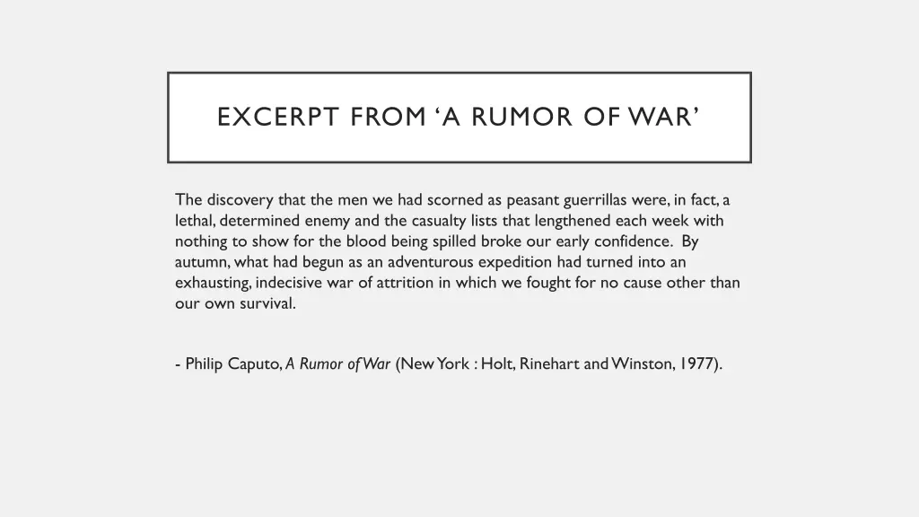 excerpt from a rumor of war