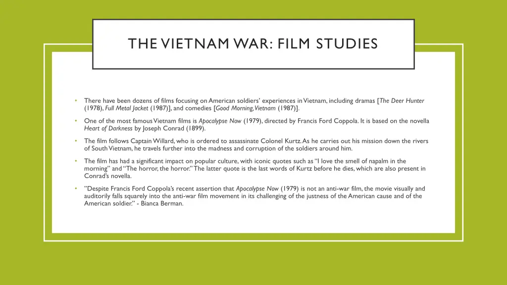 the vietnam war film studies