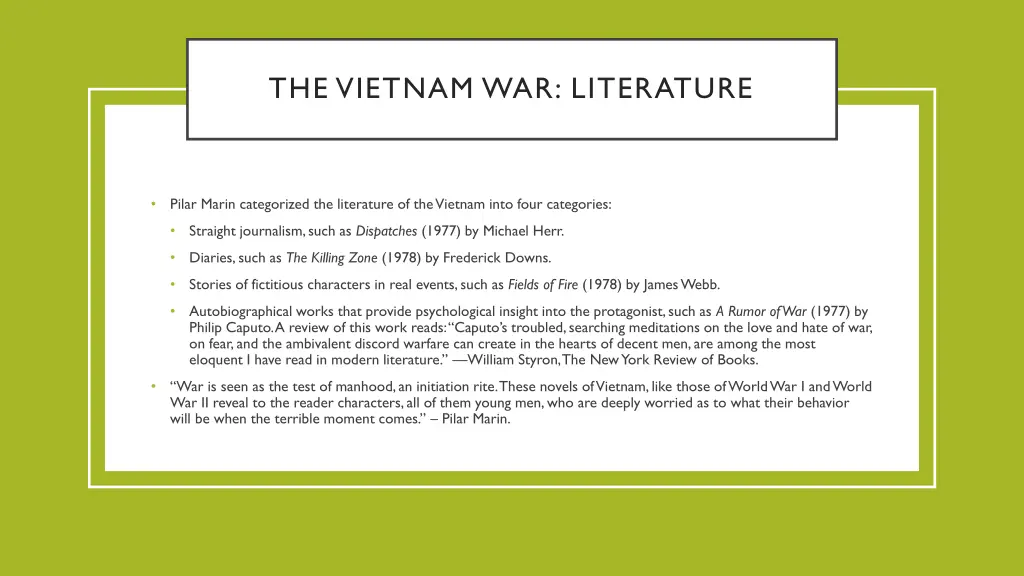 the vietnam war literature