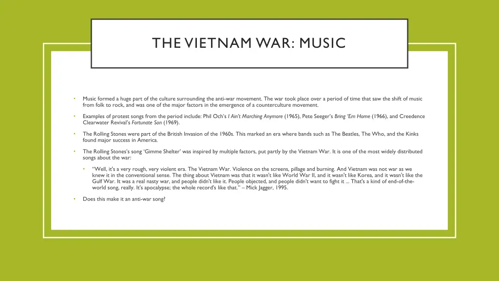 the vietnam war music