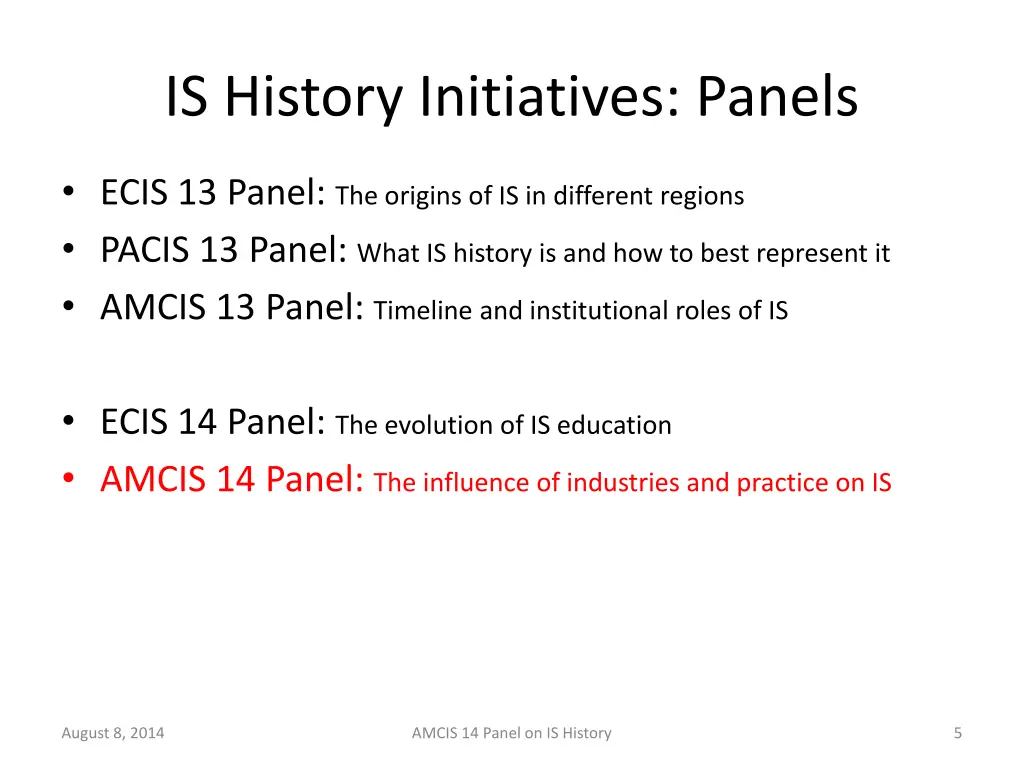 is history initiatives panels