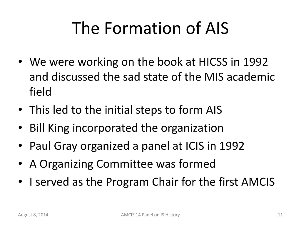 the formation of ais