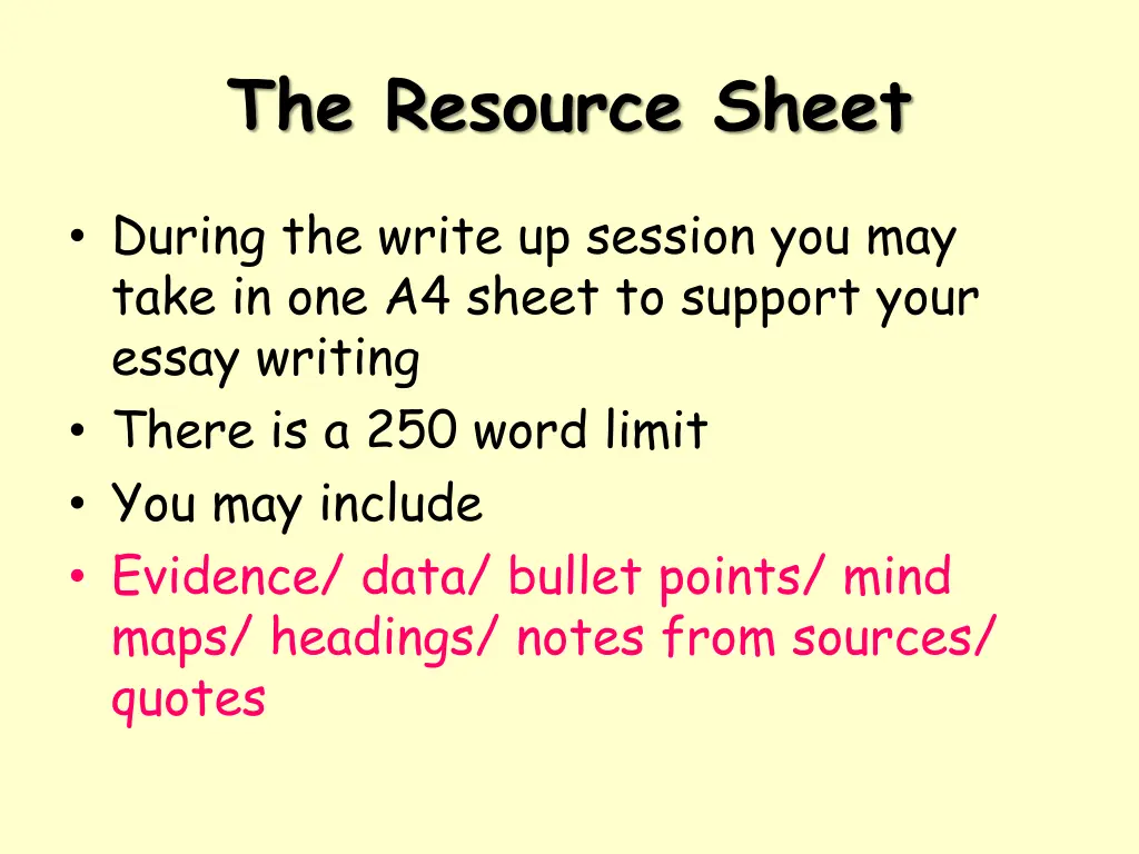 the resource sheet