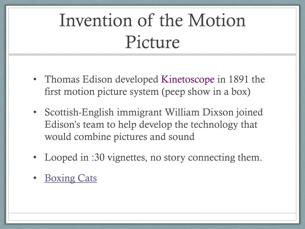 invention of the motion picture