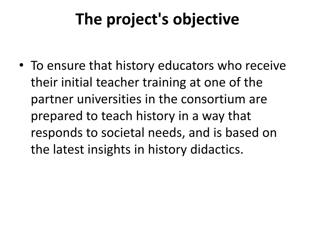 the project s objective