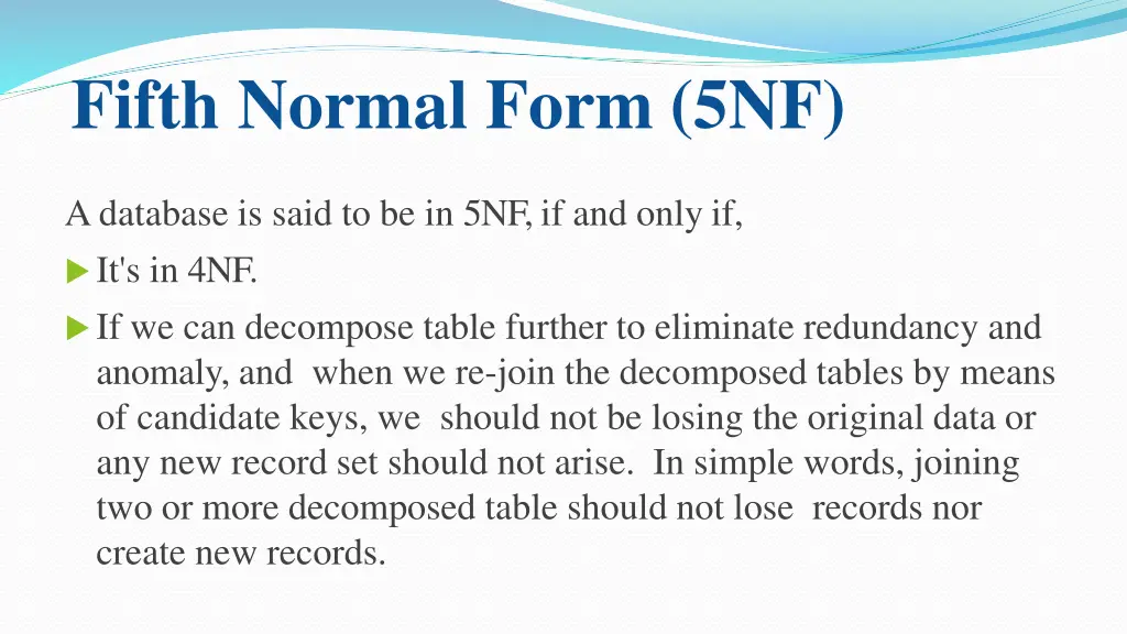 fifth normal form 5nf