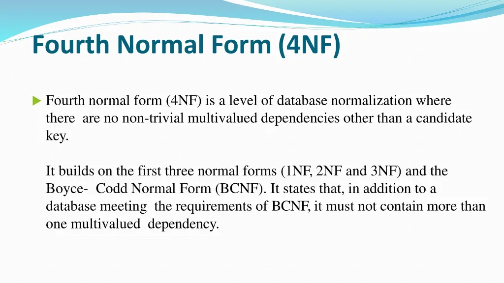 fourth normal form 4nf