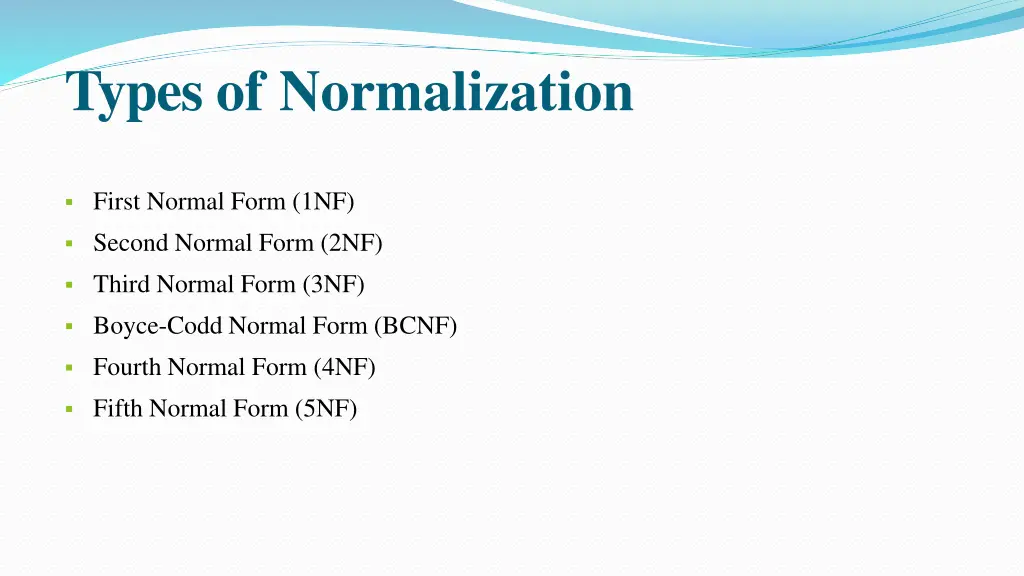 types of normalization