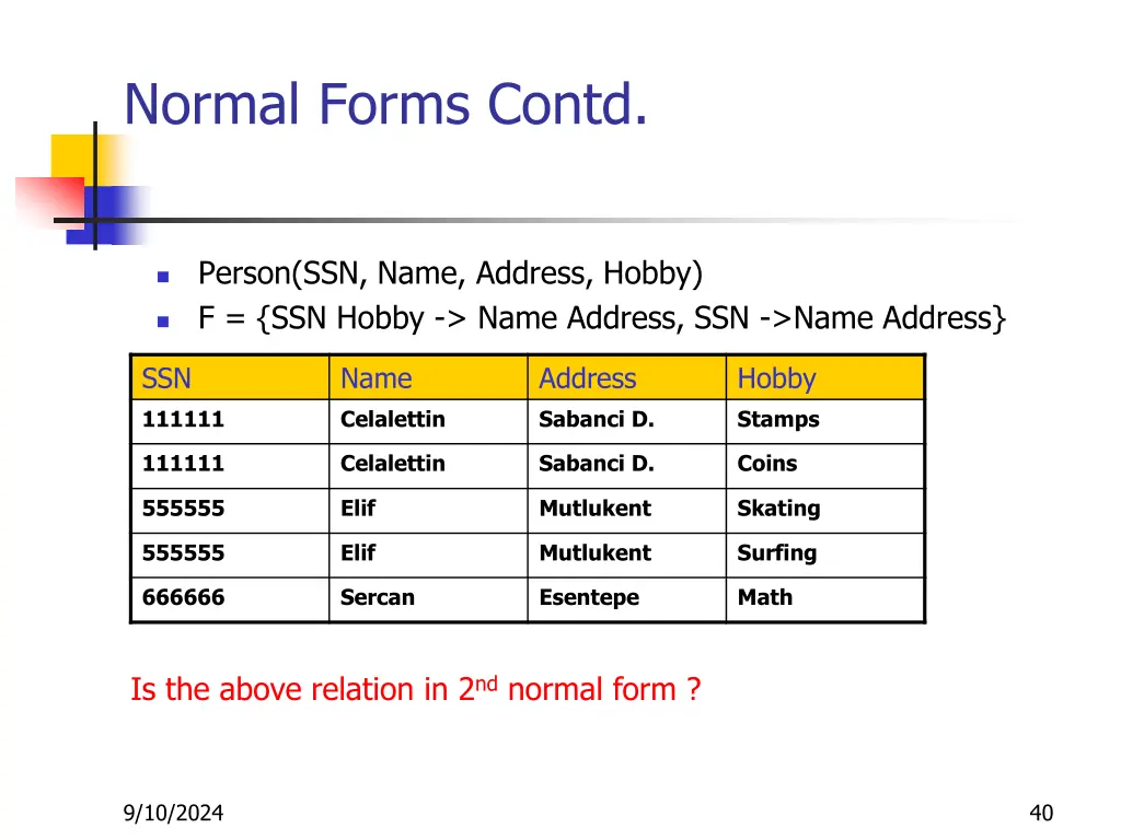 normal forms contd 2