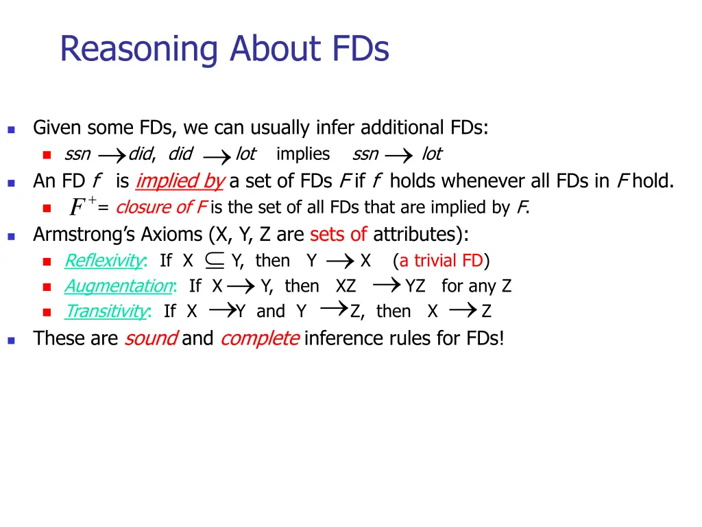 reasoning about fds