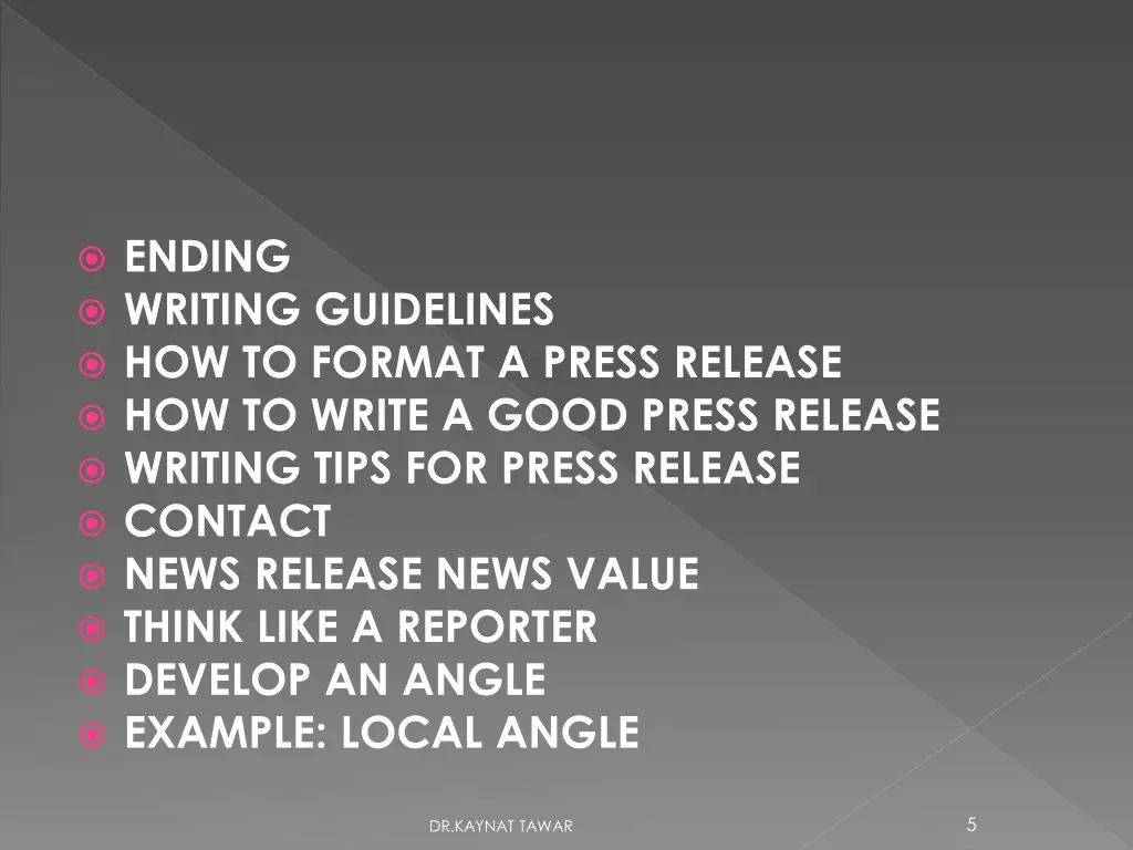 ending writing guidelines how to format a press