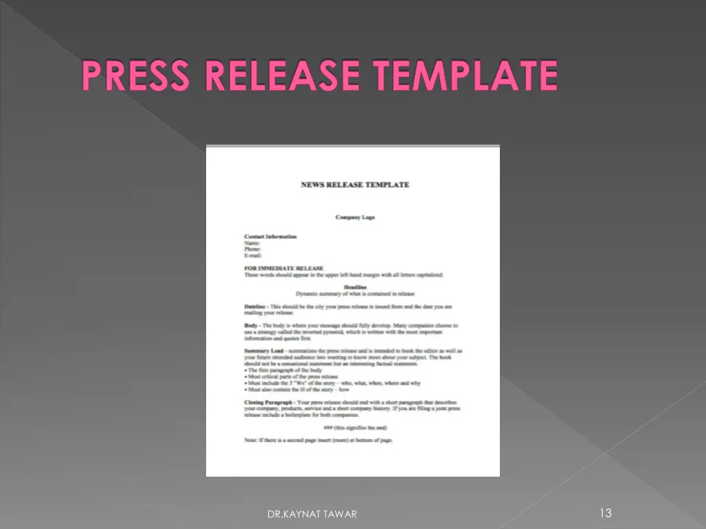 press release template