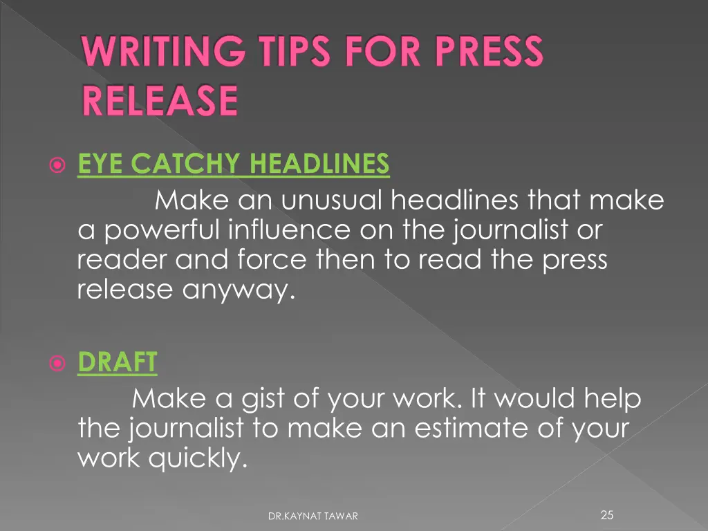 writing tips for press release