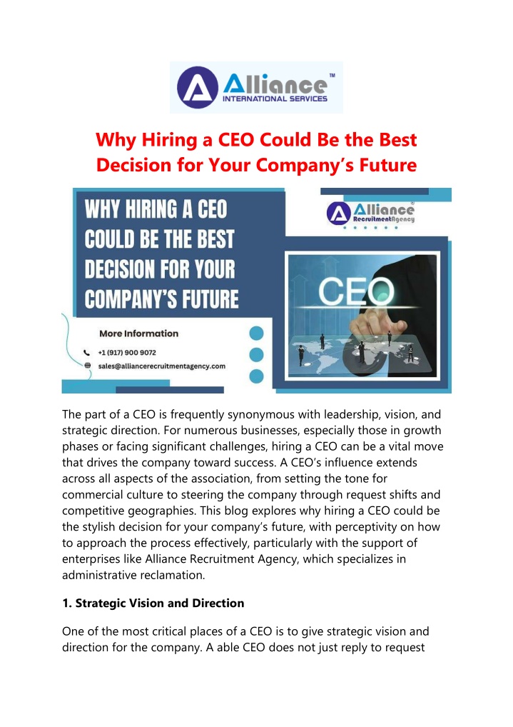 why hiring a ceo could be the best decision