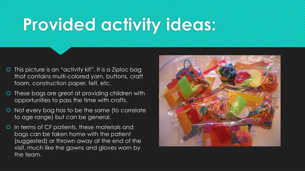 provided activity ideas