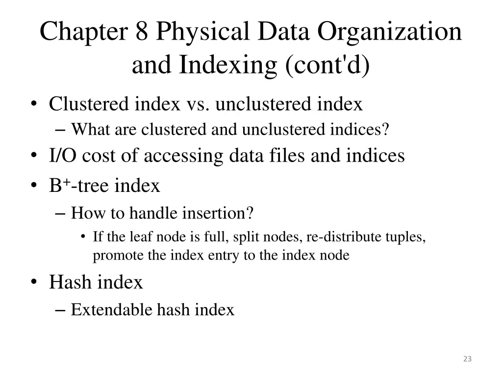 chapter 8 physical data organization and indexing 1