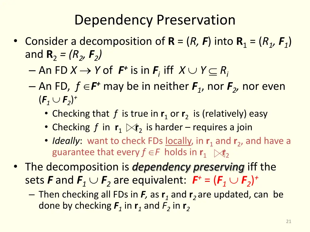 dependency preservation consider a decomposition