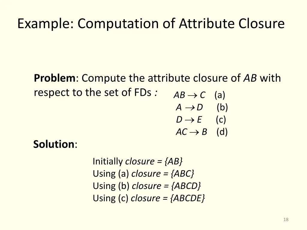 example computation of attribute closure