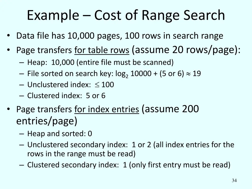 example cost of range search