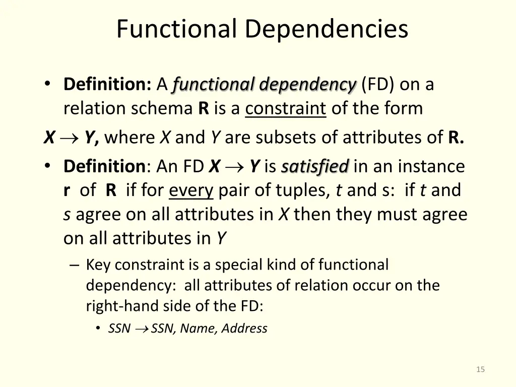 functional dependencies