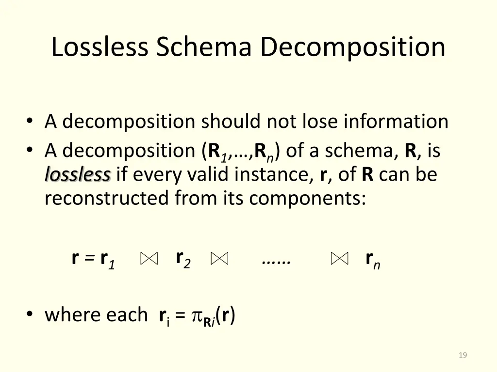 lossless schema decomposition