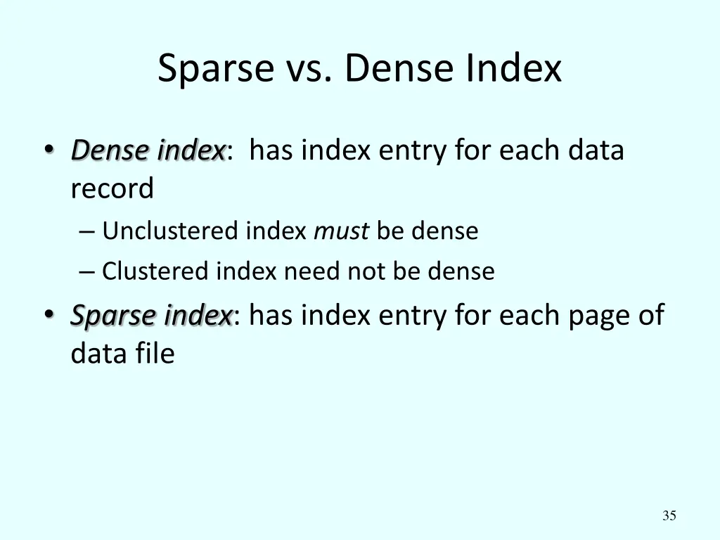 sparse vs dense index