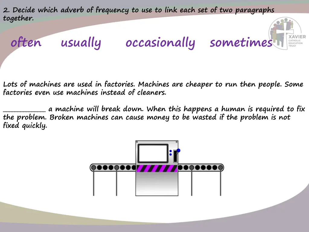 2 decide which adverb of frequency to use to link 2