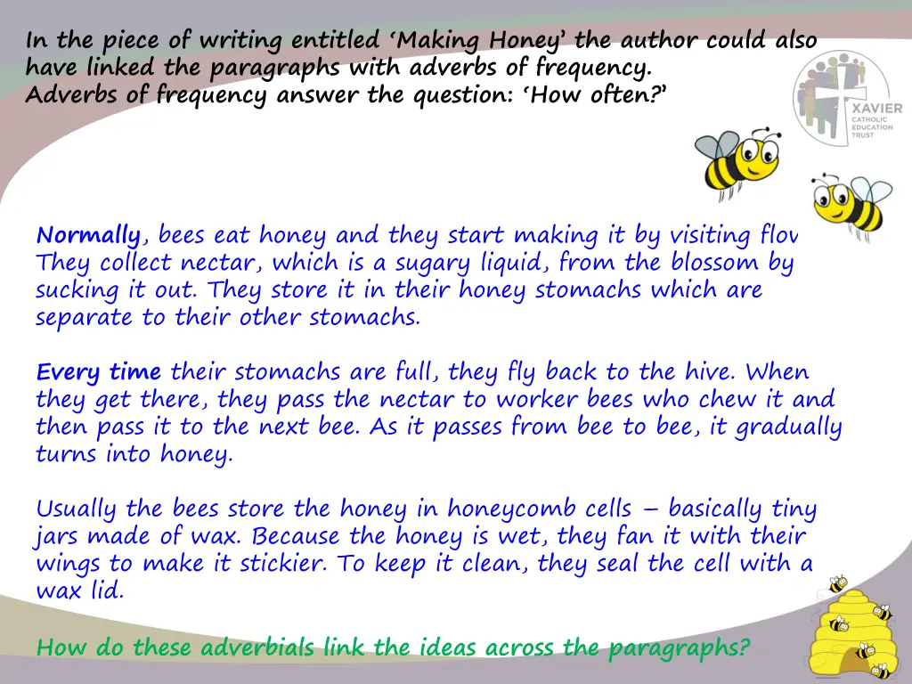 in the piece of writing entitled making honey