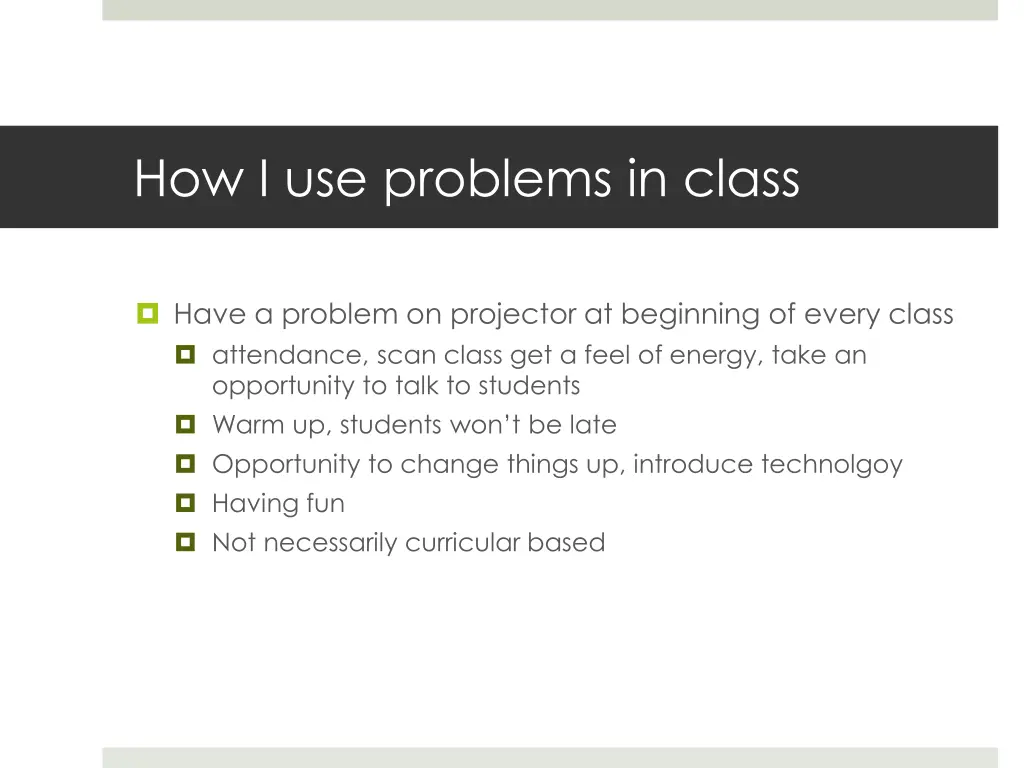 how i use problems in class