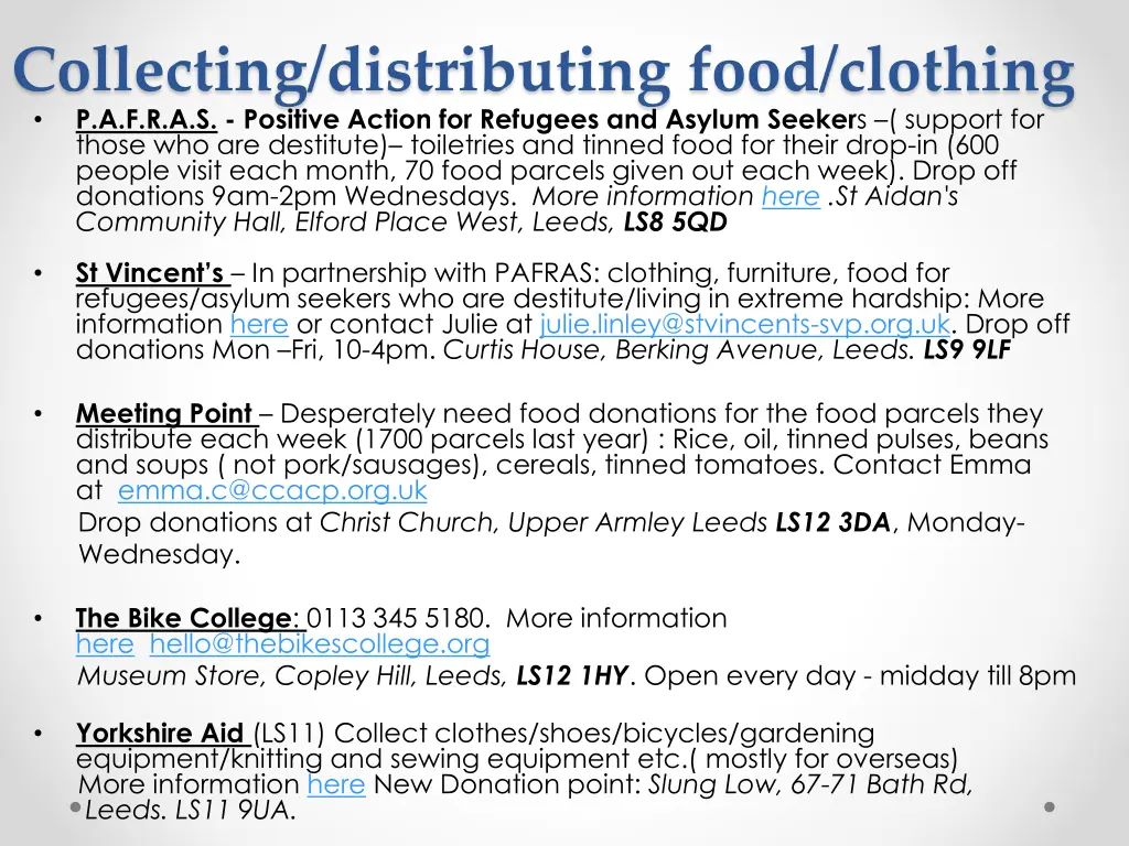 collecting distributing food clothing