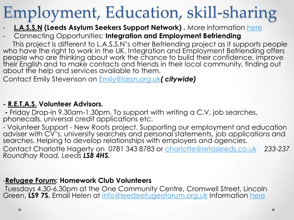 employment education skill sharing